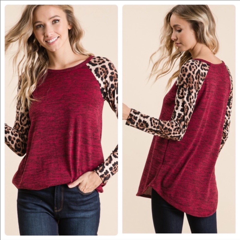 SALE!!! Wine Animal Print Top